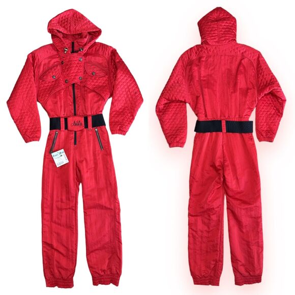 Vintage NILS One Piece Red Snowsuit Sz 10 - Picture 1 of 10